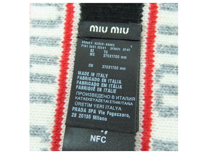 Sciarpa Miu Miu in lana e cashmere nera con bordo logo Nero - vista 5