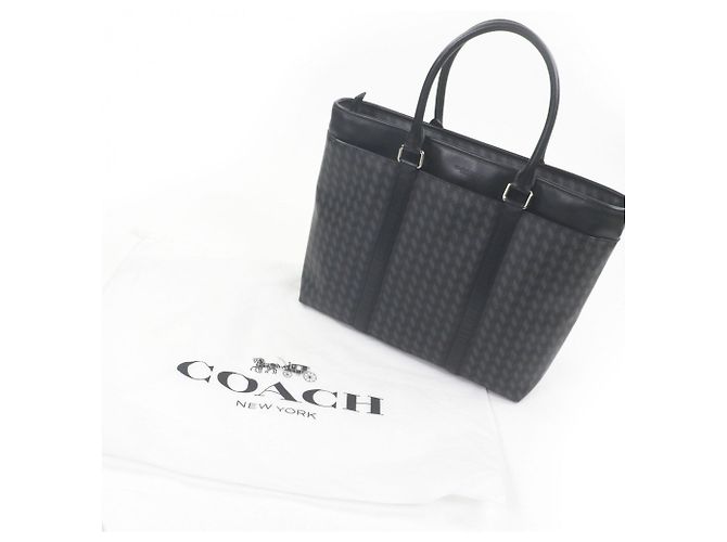 Borsa a tracolla Coach F29032 in pelle Herringbone Marrone Nero - vista 2