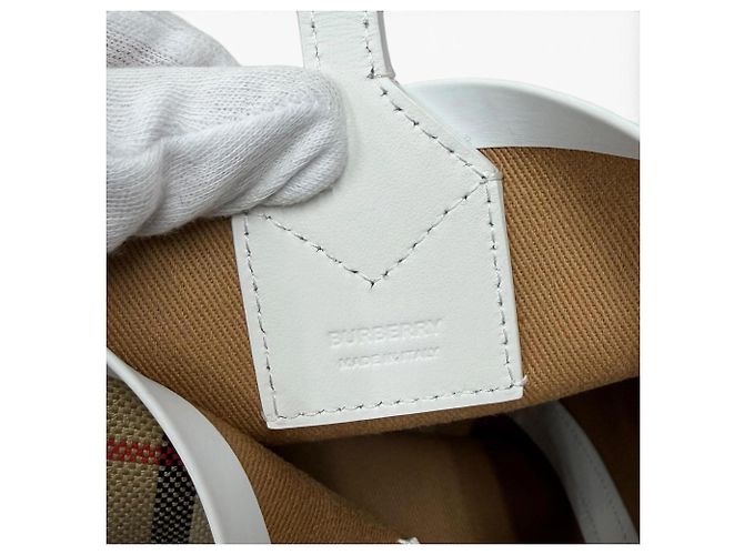 Burberry Canvas Nova Check Mini Tote Weiß Beige - Ansicht 10