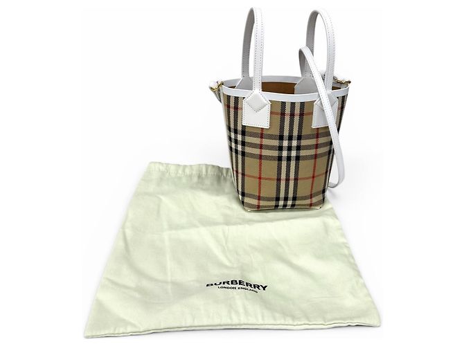 Burberry Canvas Nova Check Mini Tote Weiß Beige - Ansicht 2