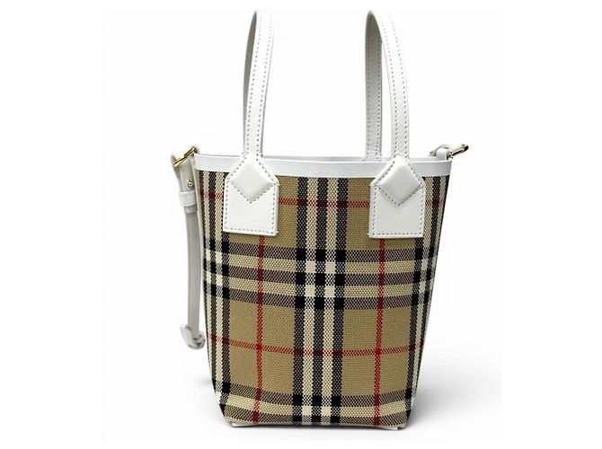 Burberry Canvas Nova Check Mini Tote Weiß Beige - Ansicht 3