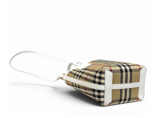 Burberry Canvas Nova Check Mini Tote Weiß Beige - Ansicht 4