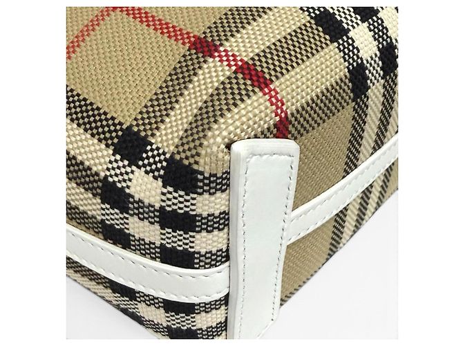 Burberry Canvas Nova Check Mini Tote Weiß Beige - Ansicht 7