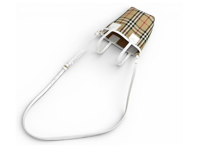 Burberry Canvas Nova Check Mini Tote Weiß Beige - Ansicht 9