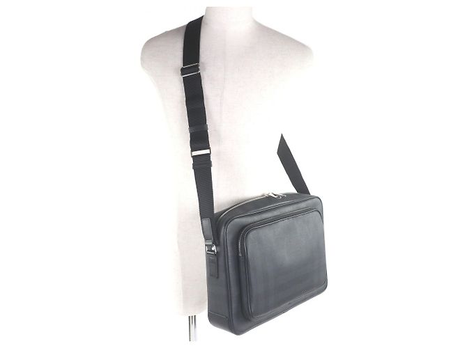 Burberry Check Pattern Messenger Bag Black - view 3
