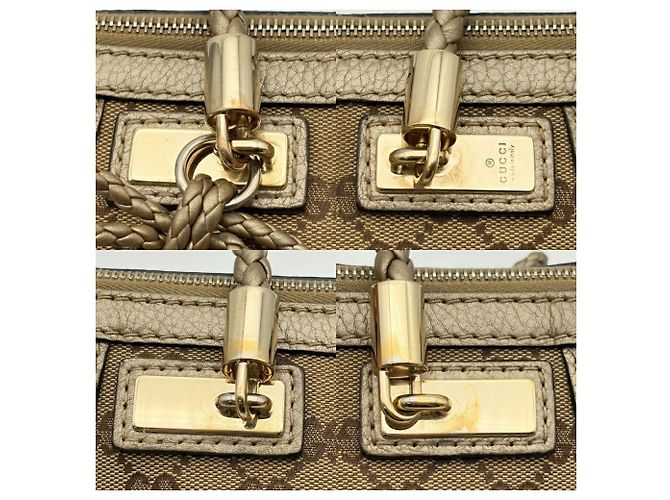 Bamboo Borsa a tracolla Gucci GG Canvas Beige D'oro - vista 10