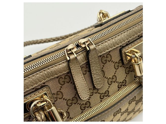 Bamboo Borsa a tracolla Gucci GG Canvas Beige D'oro - vista 13