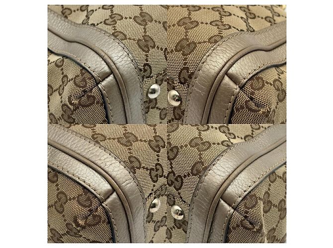 Bamboo Borsa a tracolla Gucci GG Canvas Beige D'oro - vista 14