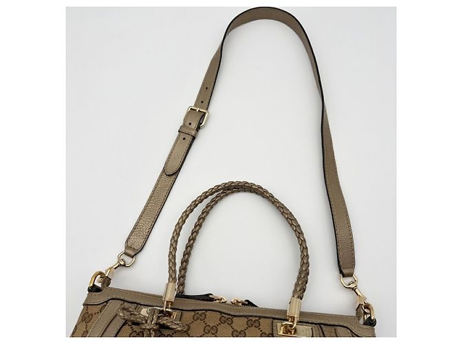 Bamboo Borsa a tracolla Gucci GG Canvas Beige D'oro - vista 7