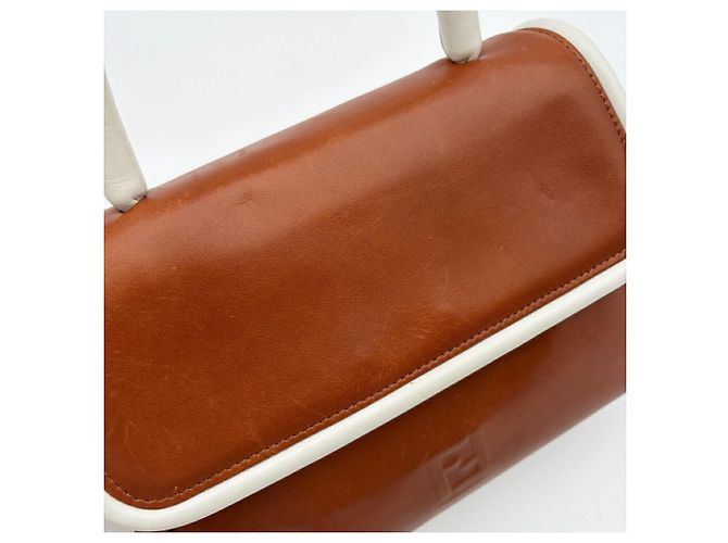 Borsa a mano Fendi in pelle marrone e bianca Bianco - vista 11