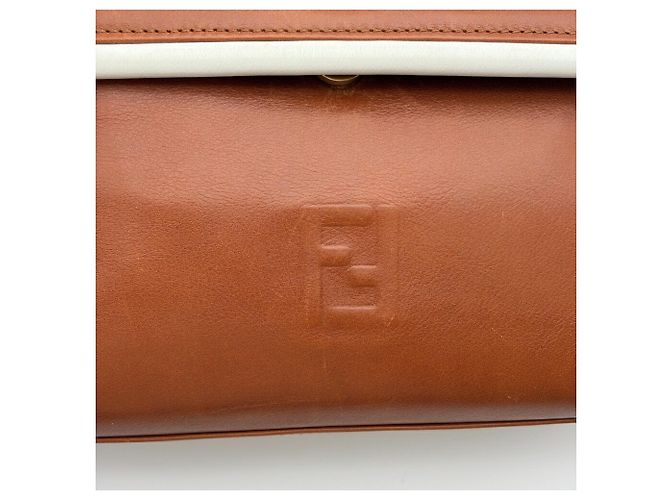 Borsa a mano Fendi in pelle marrone e bianca Bianco - vista 12