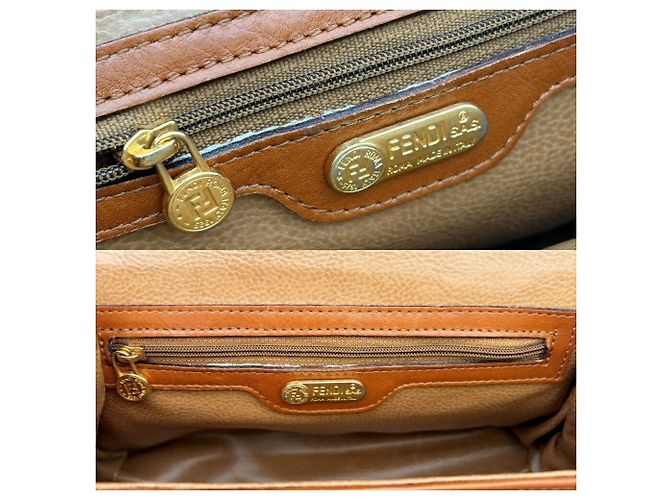 Borsa a mano Fendi in pelle marrone e bianca Bianco - vista 19