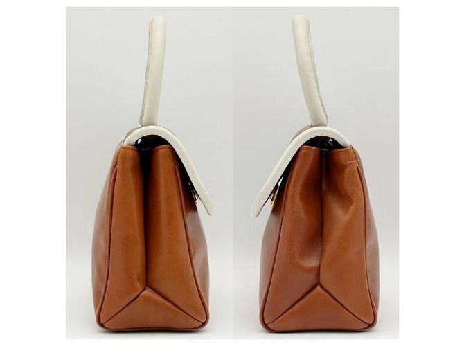Borsa a mano Fendi in pelle marrone e bianca Bianco - vista 5