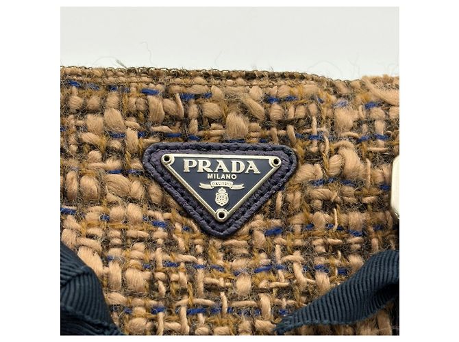 Prada Shopper aus Wolle und Leder Braun Lila - Ansicht 10