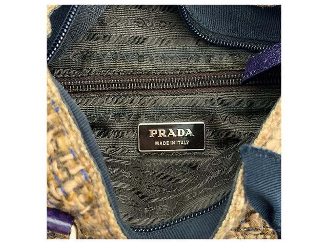 Prada Shopper aus Wolle und Leder Braun Lila - Ansicht 16