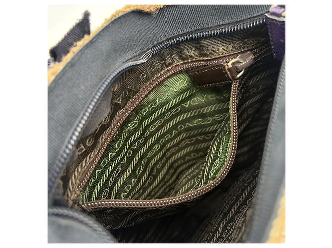 Prada Shopper aus Wolle und Leder Braun Lila - Ansicht 17
