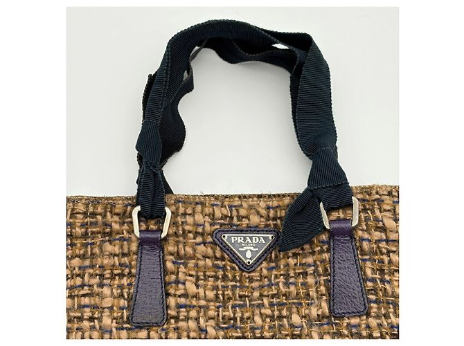 Prada Shopper aus Wolle und Leder Braun Lila - Ansicht 4