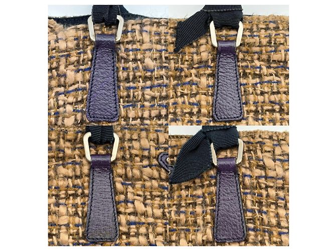 Prada Shopper aus Wolle und Leder Braun Lila - Ansicht 5