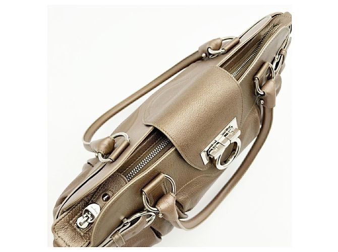 Borsa Salvatore Ferragamo Gancini Marissa Bronzo - vista 14