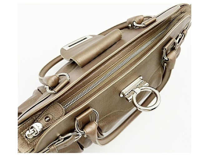 Borsa Salvatore Ferragamo Gancini Marissa Bronzo - vista 15