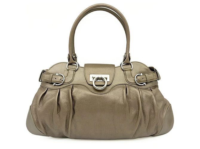 Borsa Salvatore Ferragamo Gancini Marissa Bronzo - vista 2