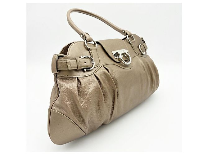 Borsa Salvatore Ferragamo Gancini Marissa Bronzo - vista 4