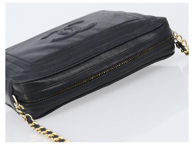 Chanel Vintage CC Camera Leather Large Schwarz - Ansicht 7