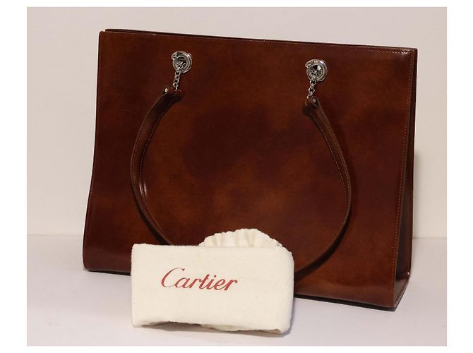 Borsa tote Cartier in pelle Tabacco Marrone - vista 2