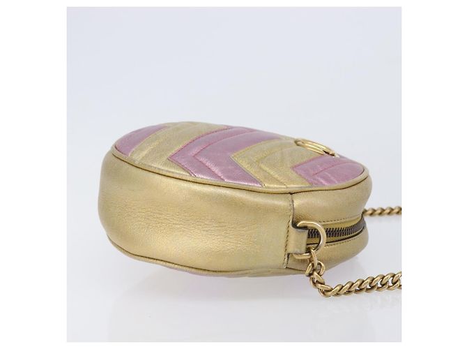Gucci GG Marmont Round Matelasse Leather Mini D'oro - vista 5