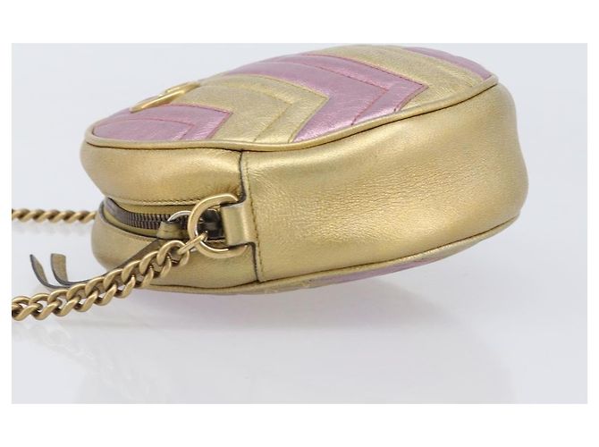 Gucci GG Marmont Round Matelasse Leather Mini D'oro - vista 6