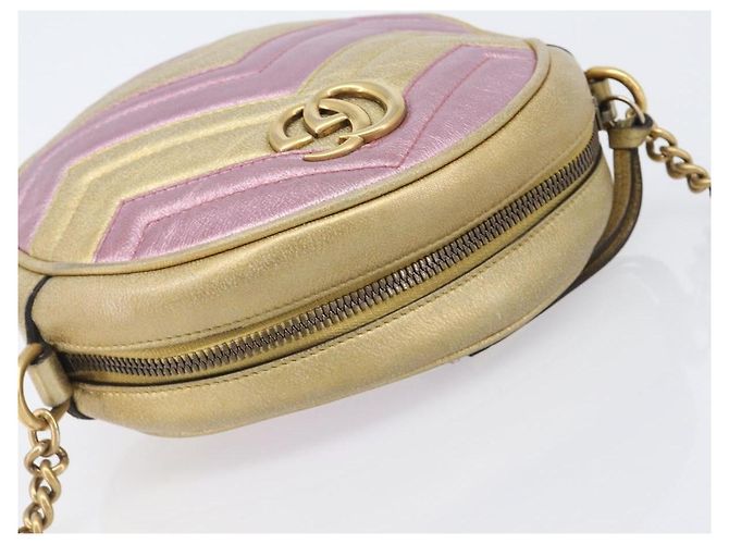 Gucci GG Marmont Round Matelasse Leather Mini D'oro - vista 7