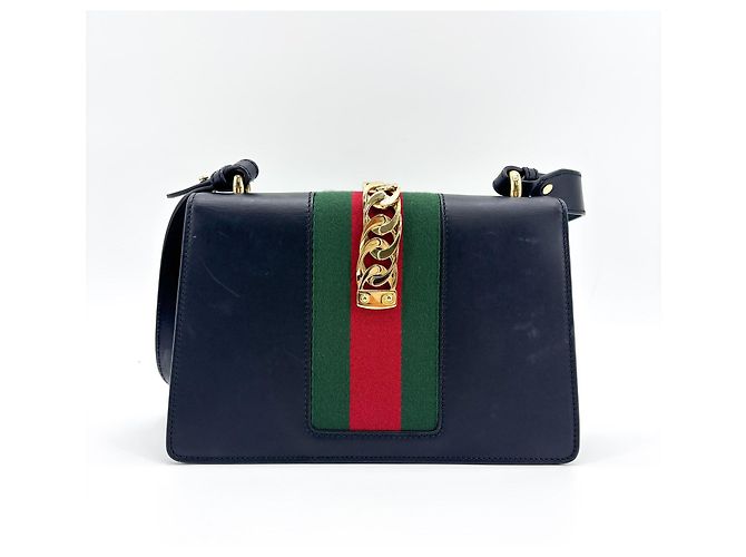 Gucci Sylvie Leather Small Blu navy - vista 2