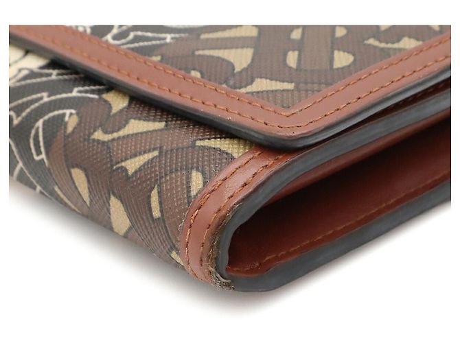 Cartera Continental Burberry TB Monogram Stripe Castaño Negro Roja Beige Crudo - vista 4