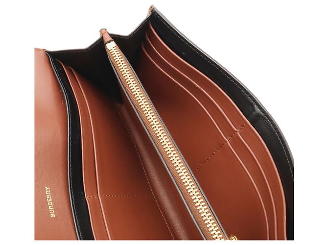 Cartera Continental Burberry TB Monogram Stripe Castaño Negro Roja Beige Crudo - vista 8