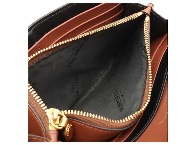 Cartera Continental Burberry TB Monogram Stripe Castaño Negro Roja Beige Crudo - vista 9