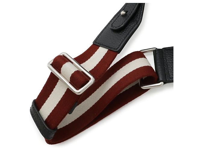 Borsa a tracolla in pelle Bally Nero Rosso Crudo - vista 8