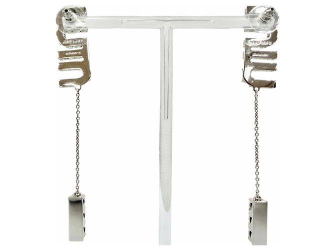 Orecchini a lobo Miu Miu con charm in cristallo Argento - vista 3