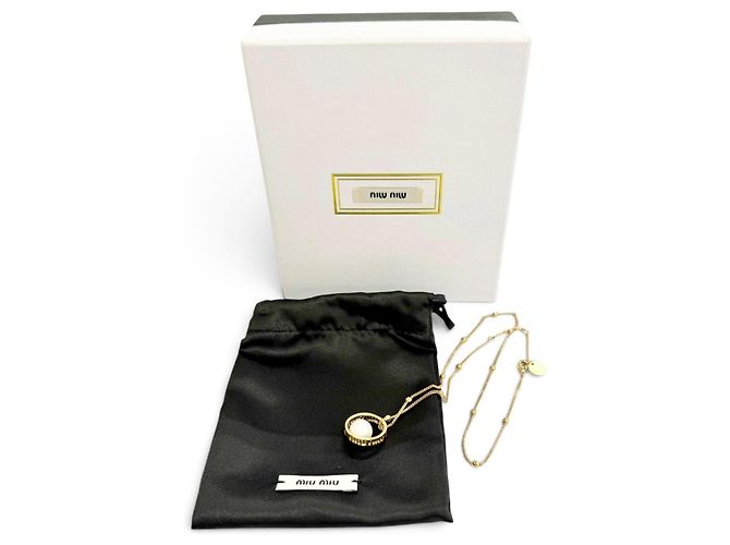 Collana Miu Miu 5JC756 con logo placcato oro e catena di perle sintetiche D'oro - vista 2