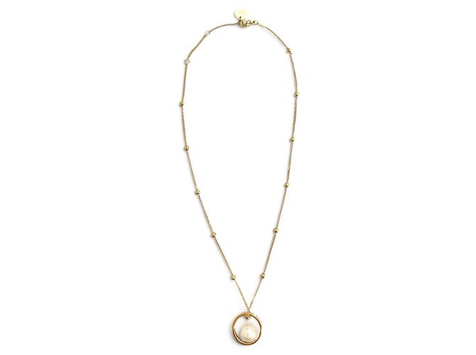 Collana Miu Miu 5JC756 con logo placcato oro e catena di perle sintetiche D'oro - vista 4