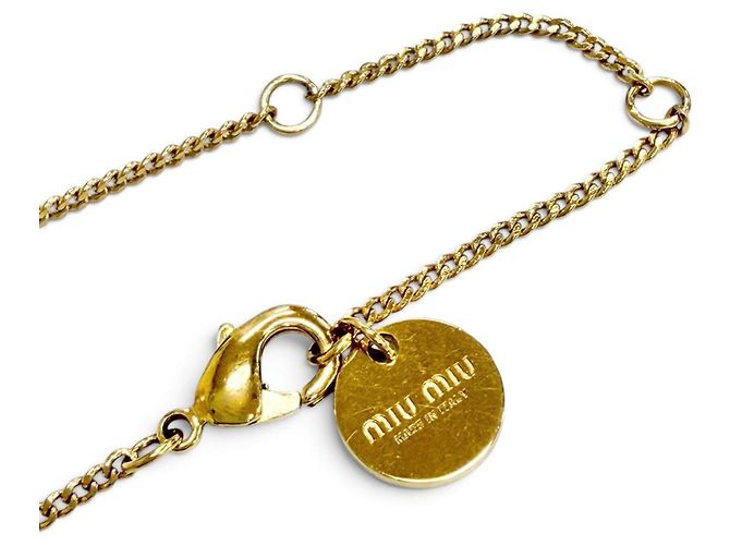Collana Miu Miu 5JC756 con logo placcato oro e catena di perle sintetiche D'oro - vista 7