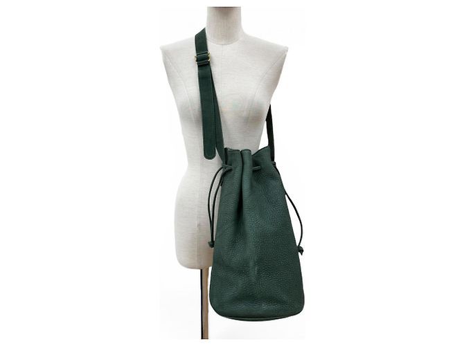 COACH Vintage Nubuck Leather Drawstring Shoulder Bag Green - view 2