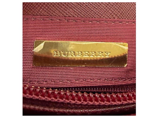 Borsa Tote in pelle Burberry Vintage Logo Nova Check Pattern Beige Bordò - vista 11