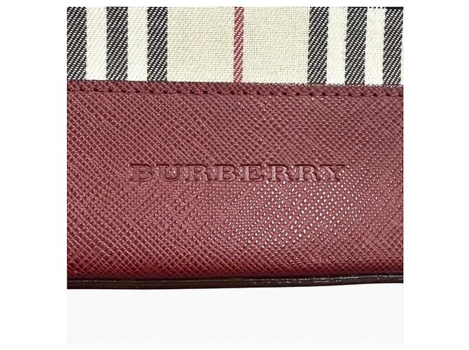 Borsa Tote in pelle Burberry Vintage Logo Nova Check Pattern Beige Bordò - vista 9
