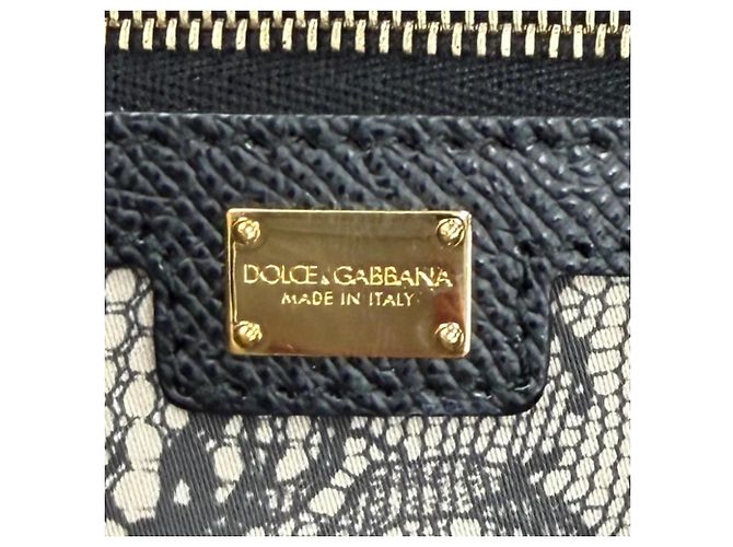 Dolce & Gabbana Leder-Tote-Bag mit Spitzenprint Schwarz Beige - Ansicht 12