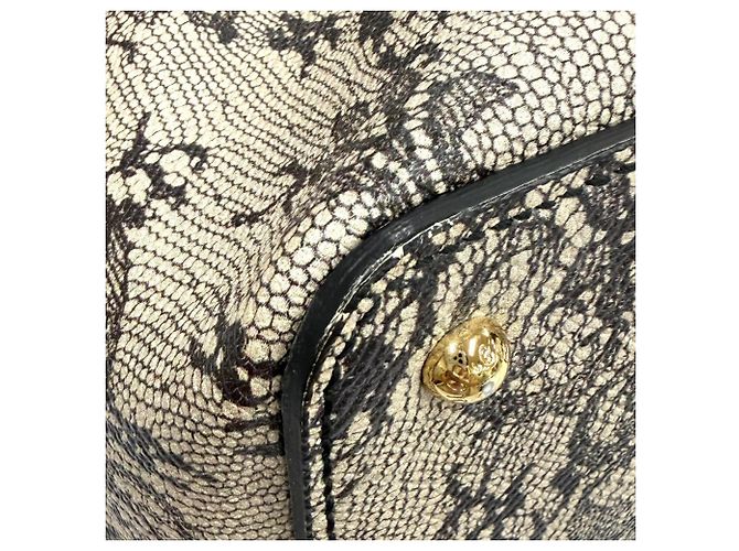 Dolce & Gabbana Leder-Tote-Bag mit Spitzenprint Schwarz Beige - Ansicht 7