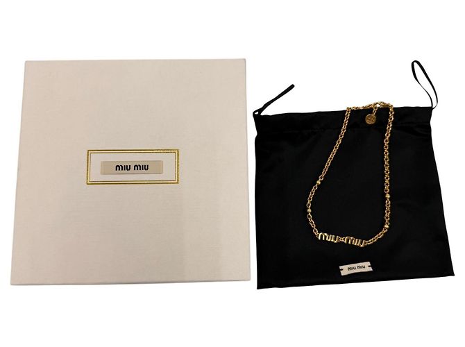 Collana Choker a catena con logo Miu Miu D'oro - vista 2