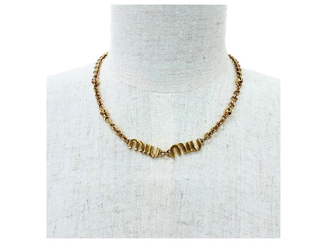 Collana Choker a catena con logo Miu Miu D'oro - vista 3