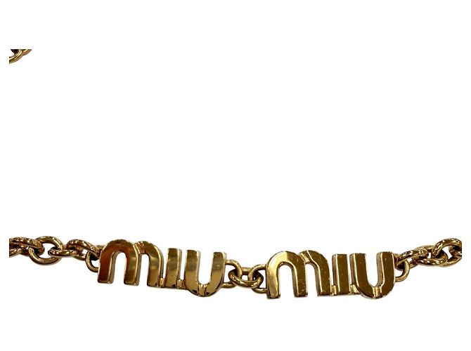 Collana Choker a catena con logo Miu Miu D'oro - vista 4