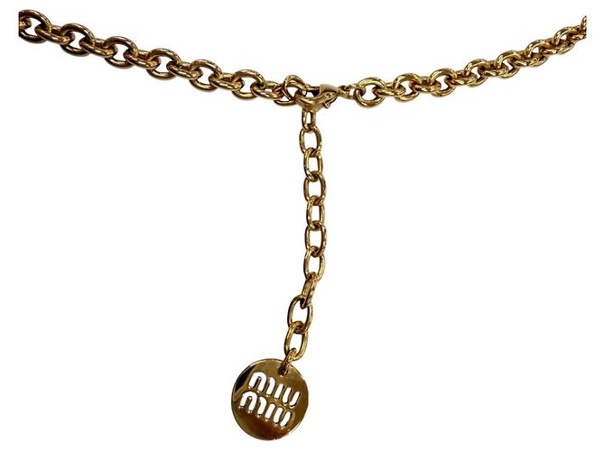 Collana Choker a catena con logo Miu Miu D'oro - vista 6