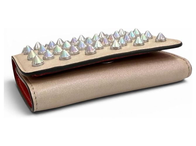 Cartera compacta de piel tri-fold Christian Louboutin Beige - vista 3
